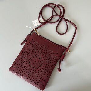 NWT Kara and Kate Dark Red Vegan Mini Leather Crossbody Handbag